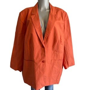 Linen Blazer Sports Jacket Business Casual Burnt Orange Office/Career Coastal
